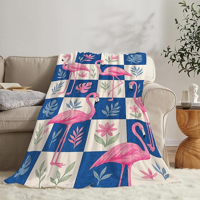 Flamingo Blanket Tropical Flamingo Throw Blanket Soft Cozy Fleece Fuzzy Stuffed Plush Flannel Animal Gifts for Girls Women Boys Kids Adults 50"X60"