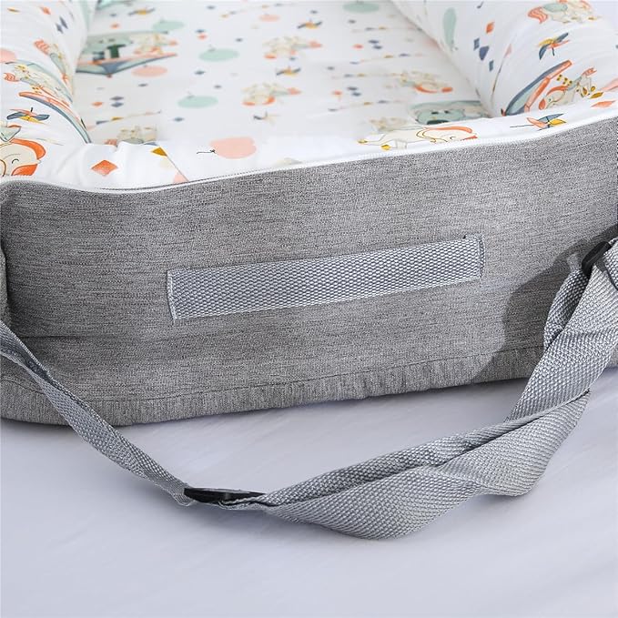 Baby Lounger for Newborn for Tummy Time,Baby Lounger Play Gym mat with Portable Bag,Awake-Time Newborn Babies Essentials Gifts 0-24 Months Home Travel(Carousel)