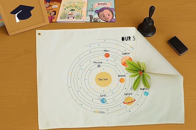FYSIA Solar System Educational Rectangular Classroom Canvas Banner-Flag Sign Art for Baby Kids Girl Boy,Classroom Kindergarten Bedroom Playroom Reading Room Decor,Back To School-28.5" L x 20" W
