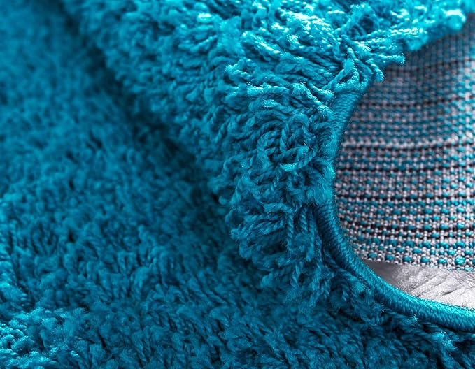 Unique Loom Solid Shag Collection Area Rug (6' 1" x 9' Rectangle, Turquoise)