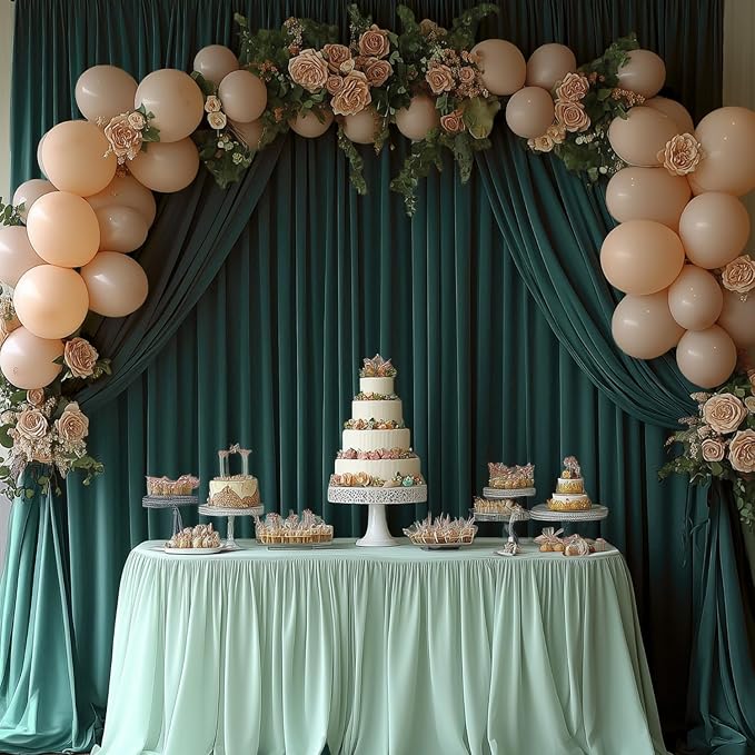 10x10FT Dark Green Backdrop Curtains for Wedding Parties, Wrinkle Free Photo Backdrop Curtains for Wedding Birthday Party Baby Shower, Fabric Drape with Rod Pockets 5ft x 10ft, 2 Panels