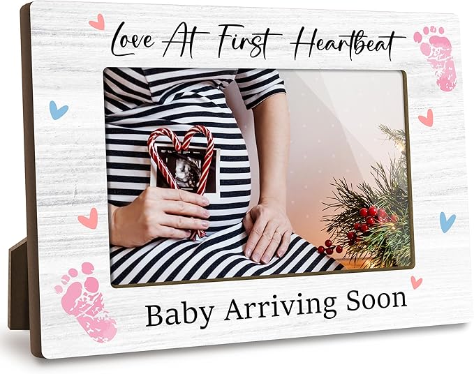 Love at First Sight Baby Picture Frame - Gender Reveal Decorations and Baby Shower Gifts for New Mom Grandparent Pregnancy Announcement Newborn Nursery 4 X 6 Inch Christmas Photo Picture Frame - A05