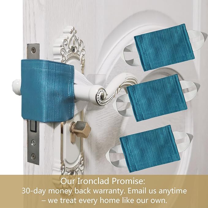Door Silencer, Quiet Door Closer Cushion, Padded Door Latch Cover for Nursery, Baby, Light Sleepers Noise Reduced Prevent from Locking for Toddler Safety - 4.1 x 3.1 inch, Peacock Blue, Pack-3