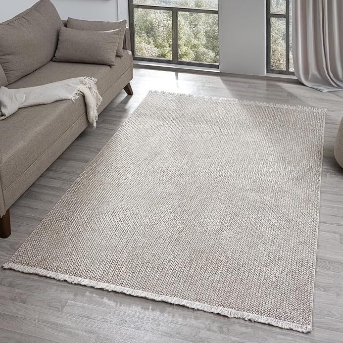 LUXE WEAVERS Solid Machine Woven Taupe 4x6 Area Rug, Indoor Stain-Resistant Carpet