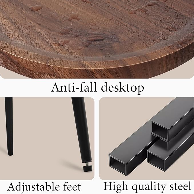 Side Table Small End Table, Oval Round Wood Sofa Table, 2 Tier Accent Table Nightstand Bedside Table with Metal Frame for Living Room, Bedroom, Small Spaces (Rustic Brown)