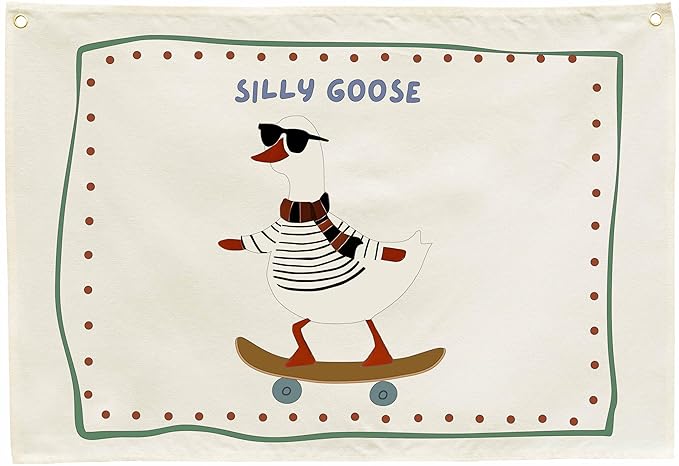Silly Goose Nursery Rectangular Canvas Banner-Flag Wall Sign Decor for Boys Girls Toddler Kids,Baby Room Above Crib Playroom Reading Room Bedroom Decor-Easter Baby Shower Birthday Christmas Gift