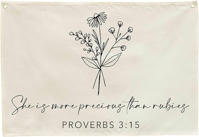 Nursery Scripture Bible Verse-Christian Botanical Decor-Rectangular Banner Flag Poster Wall Decor Gifts for Baby Kids Girl Boy- Nursery,Bedroom,Playroom,Door Decoration-Christmas Gift-28.5"L×20"W