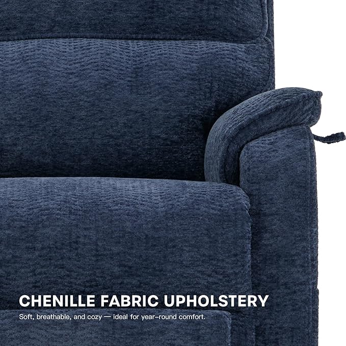 DYNOX 400 LBS Big Tall Man Large-Wide Power Dual Motor Lift Recliners Chairs for Elderly, Lay Flat Lift Chair with Infinite Positions, Heat & Massage, Extended Footrest (9298L,Chenille,Blue)