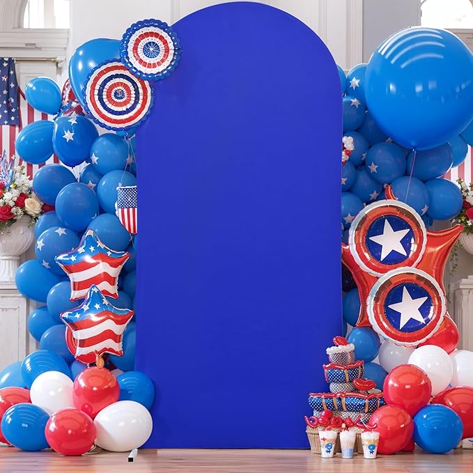 Royal Blue Spandex Fitted Wedding Arch Stand Cover 7.2FT Round Top Chiara Arch Stretchy Backdrop for Birthday Party Ceremony Banquet Decoration