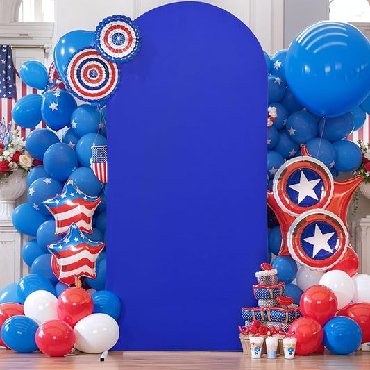 Royal Blue Spandex Fitted Wedding Arch Stand Cover 7.2FT Round Top Chiara Arch Stretchy Backdrop for Birthday Party Ceremony Banquet Decoration