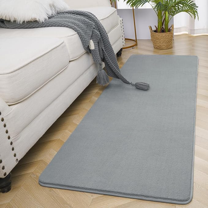 Amearea Modern Soft Hallway Runner Rug, 2x8 Feet Area Rug Runners for Hallways, Washable Runner Rugs, Non Slip Memory Foam Rug Grey Runner Rugs Carpet for Entrance Kitchen Kids Room Decor, Grey