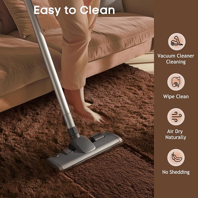 Ophanie Chocolate Brown Rugs for Bedroom Living Room, Fluffy Fuzzy Furry Carpet, Plush Soft Shaggy Bedside Indoor Floor 4x6 Area Rug for Kids Girls Boys Baby Teen Dorm Nursery Home Decor Aesthetic