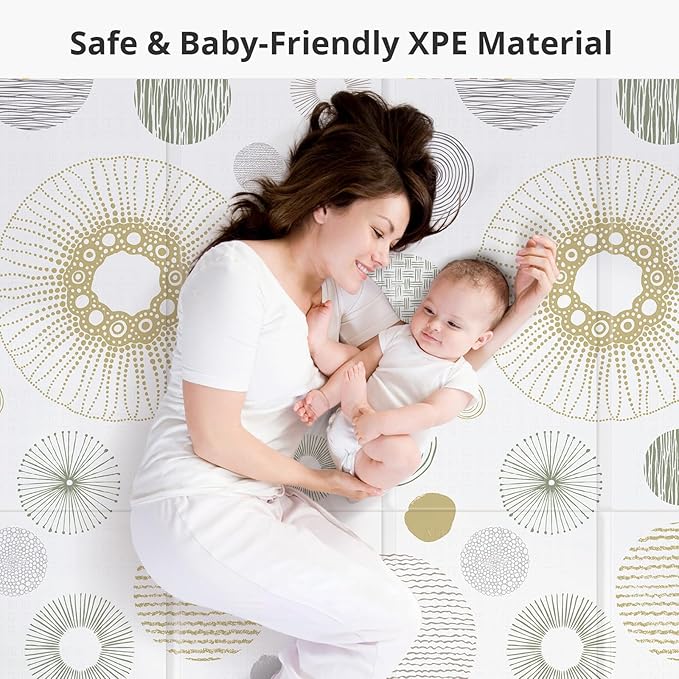 79x71 Baby Play Mat, Extra Large, Foldable, Waterproof, Thick, Non-Toxic, Reversible, Safe for Babies & Toddlers, Indoor/Outdoor Use