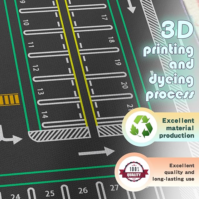Play Rug 5'x 6'6",Traffic System Playmat, Rugs for Car Model, Carpet for Car Decoration,City Pretend Play Carpet,Educational Road Traffic Play Mat for Bedroom Play Room Non-Slip Washable