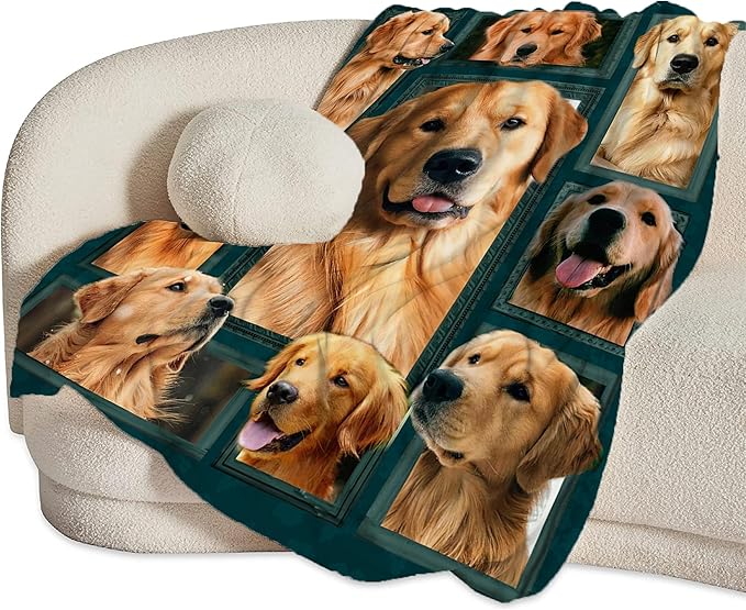 Golden Retriever Gifts and Decor - Cute Dog Throw Blanket for Girls, Women, Kids, Adults - Soft, Warm, Cozy Fleece Blanket for Couch, Sofa, Bed - 50"x40"