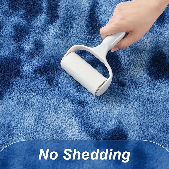 Large Area Rugs for Living Room, 7 x 10 Ft Non-Slip Soft Tie-Dyed Thickened Memory Foam Rug for Bedroom, Comfy Indoor Floor Carpets for Boys Girls Dorm Room Nursery Home Decor, Royal Blue