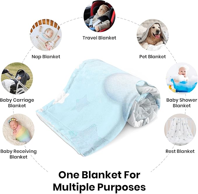 J&SBGFT Personalized Baby Blanket for Boys,Custom with Name, Customized Name Receiving Blankets Toddlers Kids Nursery Stroller Crib Decor Throw 30/''x40/'',Color2, 02-blue Elephant