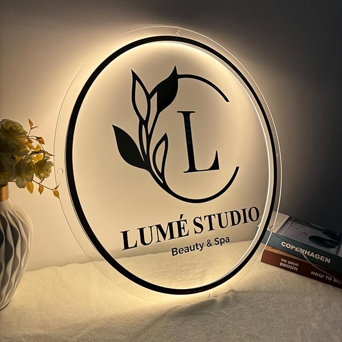 Custom Backlit Acrylic Logo Sign, Light Up Signs - Personalized Illuminated Logo Sign with Floating Acrylic Design for Retail Stores, Restaurants, Offices, and Hair Studios