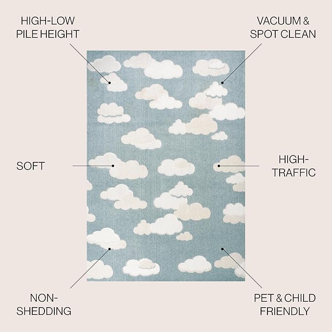 JONATHAN Y Hedwig High-Low Cloud Blue 3x5 Indoor/Outdoor Area Rug, Youth Scandi, Kids, Modern, Cottage, Transitional for Bedroom,Kitchen,Living Room,Non Shedding,Easy-Washing (SCN105A-3)