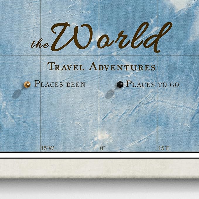 Canvas World Map with Cork Pin Board - English Lettering - Decorative Wall Decoration for All Rooms - Canvas Pictures with World Map Motif (120x80 cm, Pattern 15)