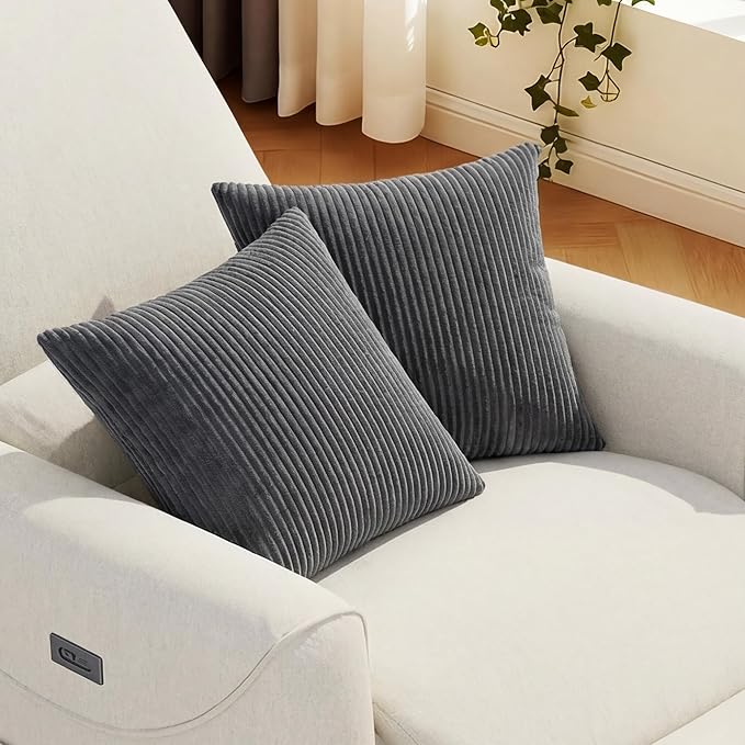 KINGYES Small Pillows Set of 2 for Sofa, Dark Gray