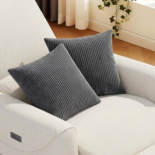 KINGYES Small Pillows Set of 2 for Sofa, Dark Gray