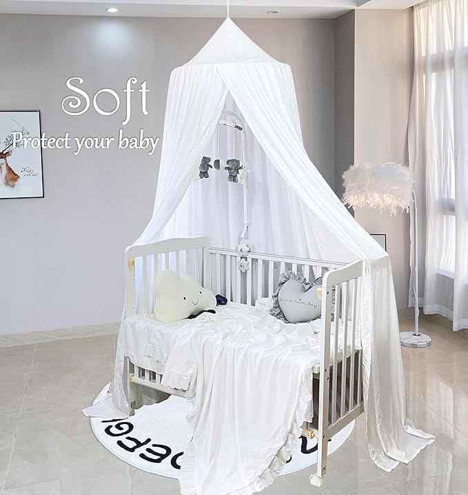 Princess Bed Canopy for Girls, Extra Large Hanging Canopy for Bed, Dreamy Play Tent for Girls Room Bedroom Decoration, Breathable Canopy Bed Curtain for Children Reading Nook - Pure White