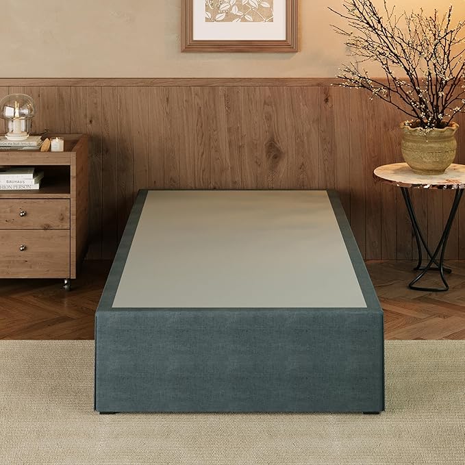EMODA 14 Inch Twin XL Bed Frames with Cover, Heavy Duty XL Twin Metal Platform Bed Frame No Box Spring Needed, Noise Free, Easy Assembly