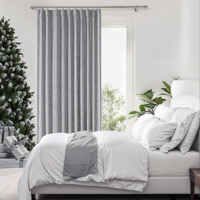 Pinch Pleated Blackout Curtain Panel with Full Blackout Liner Window Treatment Sets with Back Tab for Farmhouse Living Room Bedroom Thermal Insulated Drape with Hooks, 60"x90"x1, Dark Gray