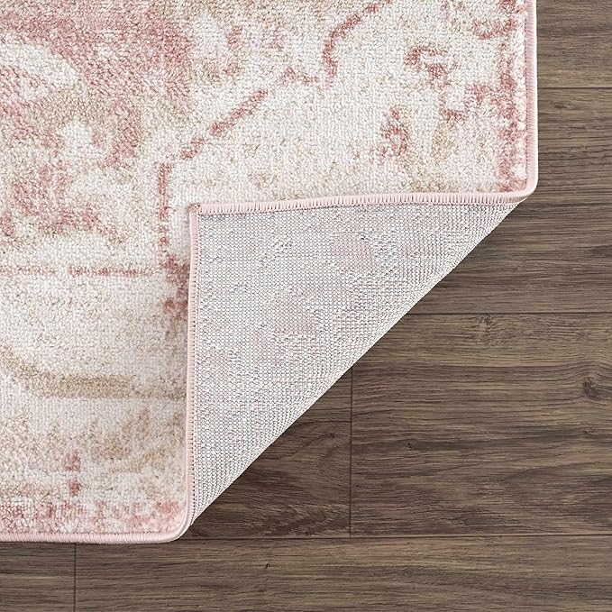 BoutiqueRugs Blush & Light Pink Collection Leonora Bohemian Oriental Medallion Extra Large Area Rug - Traditional Floral Carpet for Living Room - Blush, Pale Pink, Cream - 9'2" x 12' (9x12 Area Rug)