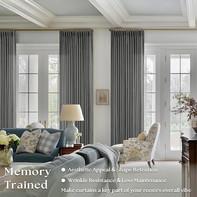 Charcoal Grey Pinch Pleated Linen Cafe Curtains 45 Inch Length 2 Panels for Dining Room Kitchen Bedroom Semi Sheer Pleat Drapes with Hooks Rings Light Filtering Short Window Curtain Cabinet 40x45