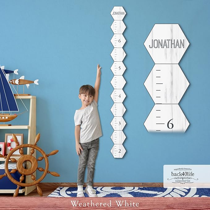 Farmhouse Style Wooden Kids Growth Chart Ruler for Boys and Girls