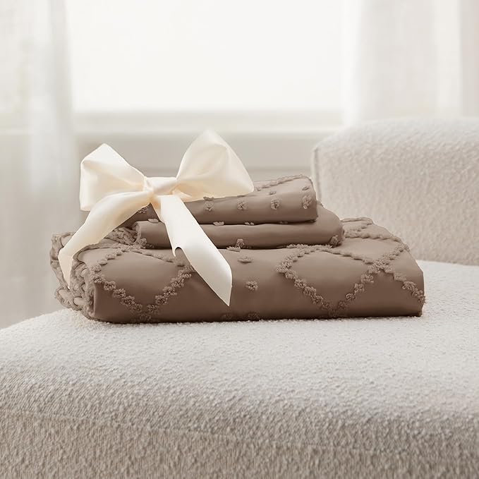 Bedsure Boho Duvet Cover King Size - Deep Khaki Breathable & Soft Boho Bedding, Machine Washable Comforter Cover for All Seasons, Includes 1 Duvet Cover 104"x90" with 2 Pillow Shams & Zipper Closure