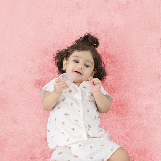 1.3" Thick Baby Floor Play Mat 59x71, Basic Padded Foam Mat for Tummy Time Crawling, Non Slip Cushioned for Babies Toddlers Infants Kids (Pink)