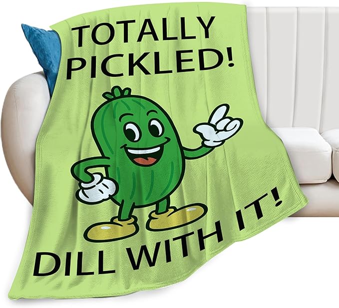 Pickle Blanket Cute Pickle Throw Blanket Vegetable Soft Cozy Fleece Fuzzy Stuffed Plush Flannel Gifts for Girls Women Boys Kids Adults 50"X60"