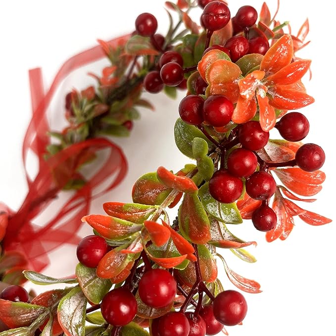 TOECWEGR Christmas Flower Crown Floral Wreath Red Berry Pine Cone Crown Forest Woodland Wedding Headpiece Headband