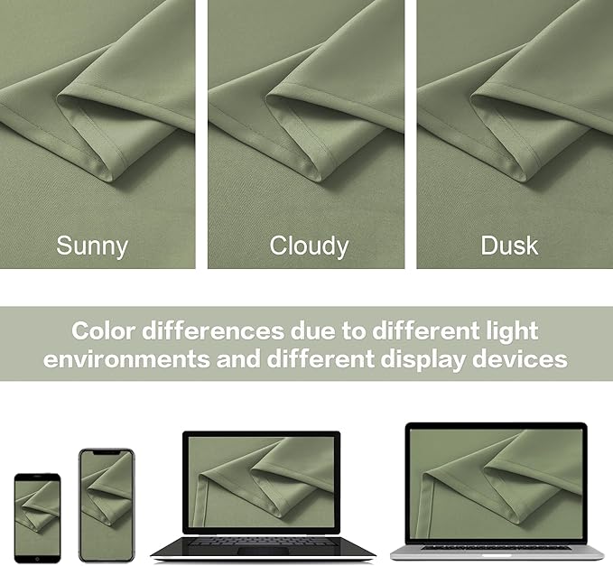 DUALIFE Light Sage Green Curtains 96 Inches Long Back Tab/Rod Pocket Room Darkening Curtain Panels Window Drapes Light Blocking 52 x 96 Inch Length,2 Panels Set
