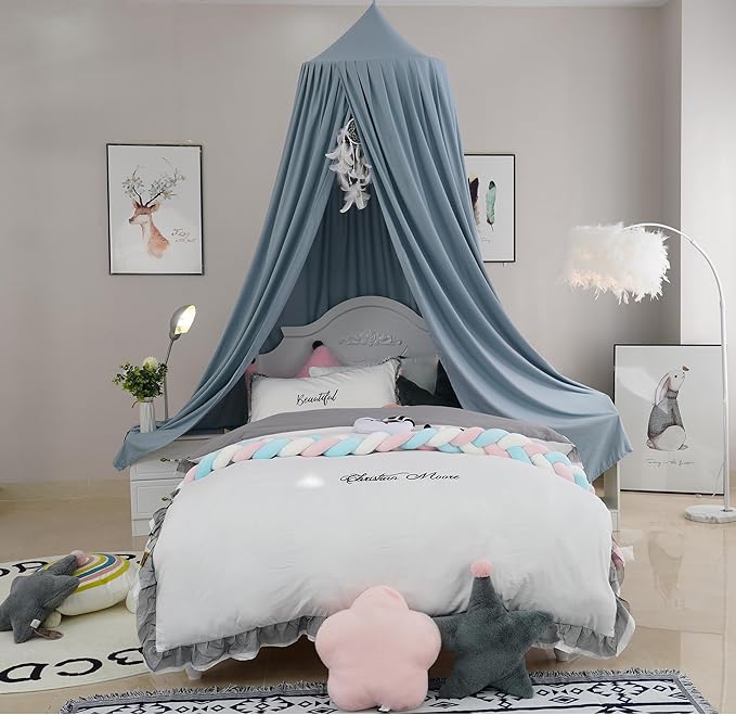 Princess Bed Canopy for Girls, Extra Large Hanging Canopy for Bed, Dreamy Play Tent for Girls Room Bedroom Decoration, Breathable Canopy Bed Curtain for Children Reading Nook - Navy Blue