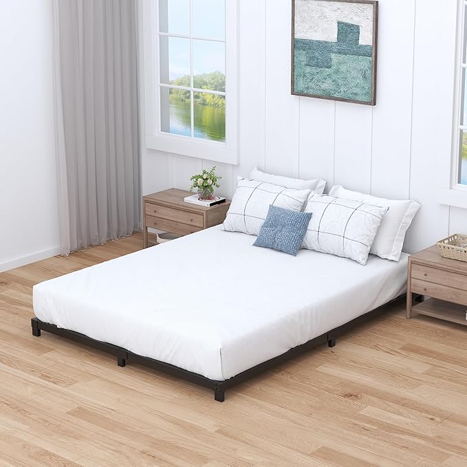 3 Inch Bed Frame King Size Low Profile, King Bed Frame No Box Spring Needed, Heavy Duty Metal, Easy Assembly, Black