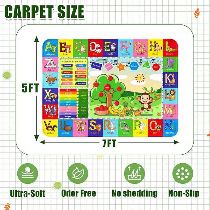 ABC Carpet, Kids Carpet 5x7 FT, ABC Alphabet Mat, Fun Game Area Rug for Kids Bedroom, Kids Educational Rug for Room, Living Room, Nursery Room, Toddler Classroom Decor