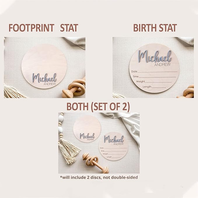 NAZENTI Personalized Baby Name Announcement Wooden Signs, Custom Birth Announcement And Footprint Sign For Hospital, Welcome Sign For Decor, Baby's Arrival Decor, Gifts For Baby Girl Or Boy Shower