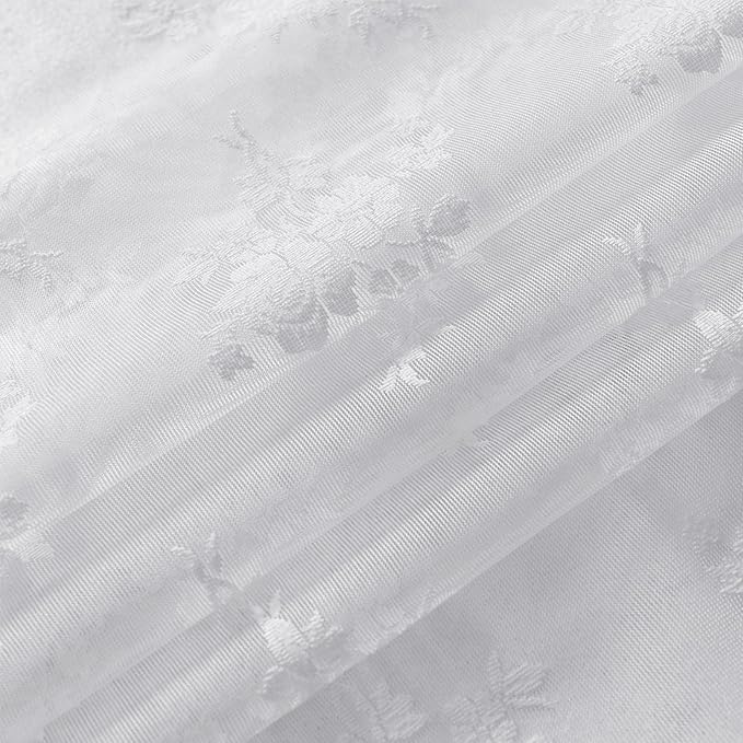Kotile White Lace Curtains for Living Room, W52 x L92 Inch, 2 Panels Rustic Floral Sheer Lace Curtains 92 Inches Long Rod Pocket Privacy Light Filtering Cottagecore Vintage Sheer Window Curtain