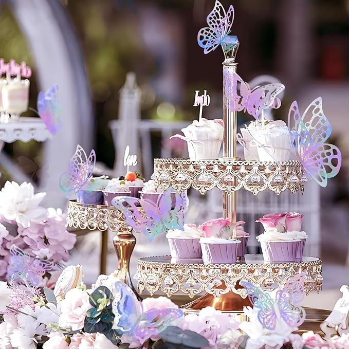 96 Pcs Butterfly Decorations 3 Sizes 4 Styles 3D Butterfly Wall Decor Party Decorations Butterflies for Crafts Birthday & Wedding Celebrations Cake Decorating Balloons Removable Stickers Dazzling