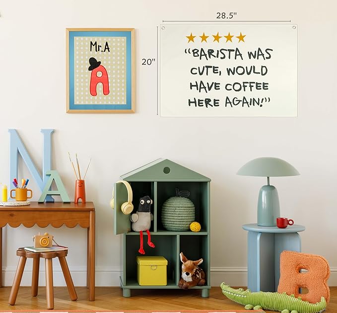Funny Coffee was Great Barista was Cute-Boho Rectangular Banner Flag Wall Art Decor Gift for Baristas-Kitchen Coffee Reading Room Bedroom Decor-Barista Was Cute-Birthday Christmas Gift