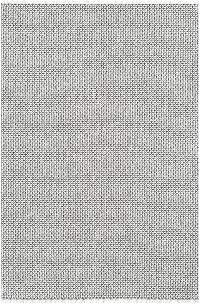 LUXE WEAVERS Solid Machine Woven White Dark Gray 5x7 Area Rug, Indoor Stain-Resistant Carpet