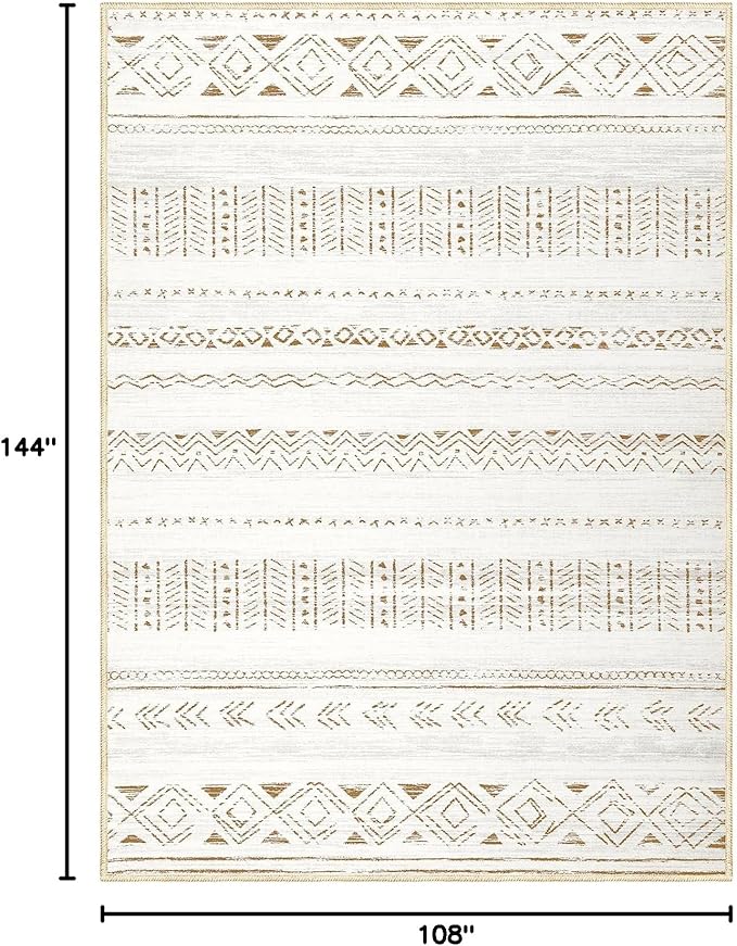 Area Rugs for Living Room Washable Living Room Rug Soft Neutral Indoor Floor Carpet Non-Slip Stain Resistant Modern Boho Rugs for Bedroom Dining Room Kids Room Nursery Office Home Brown/Cream