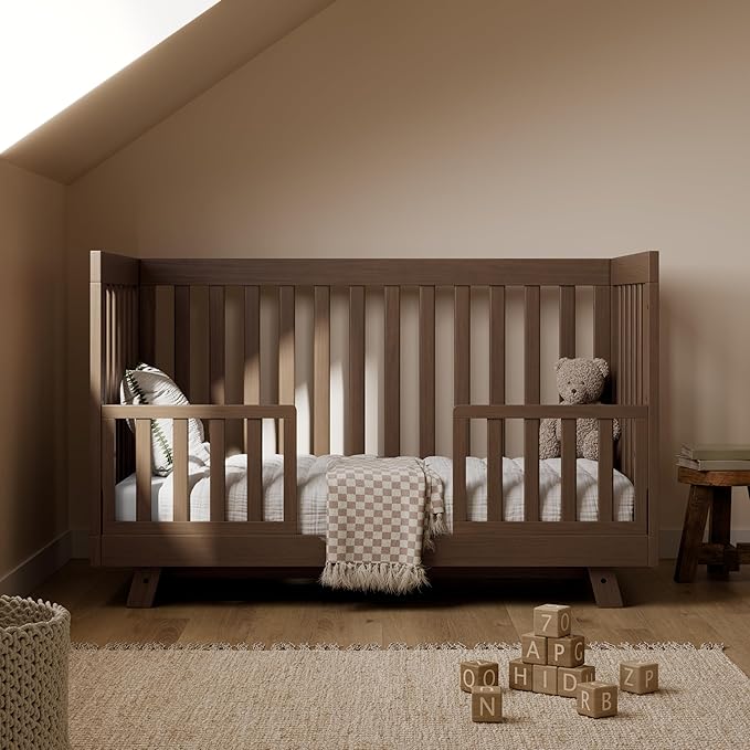 Storkcraft Beckett 3-in-1 Convertible Crib (Hazelnut) – GREENGUARD Gold Certified, Fits Standard Crib Mattress, Converts to Toddler Bed and Daybed, 4 Adjustable Mattress Heights, Grow-with-Me Design