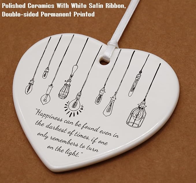Heart Shaped Christmas Ornament-Positive Affirmations Ornament-Inspirational Quote Reminder Gift for Recovery Get Well Soon Encouragement Keepsake-Motivational Ceramic Decor