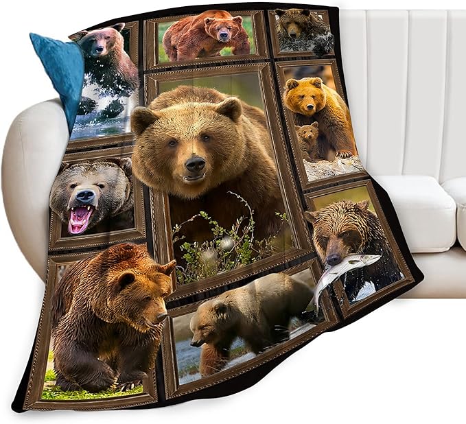Jerkboo Bear Blanket Throws - Soft Warm Cozy Fleece Blanket for Girls, Women, Kids & Adults - 50"x40"