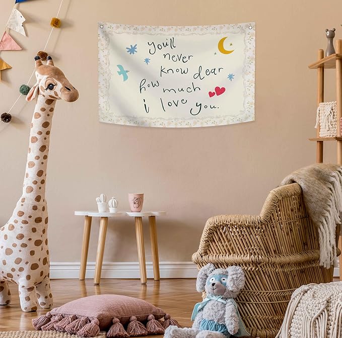 Nursery Rectangular Canvas Banner-Boho Flag Wall Decor for Toddler Boy Girl Kids,Baby Room Above Crib Bedroom Playroom Reading Room Decor-Baby Shower Birthday Christmas Gift-You'll Never Know Dear